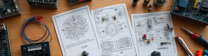 Electronic components and project kit on a workbench